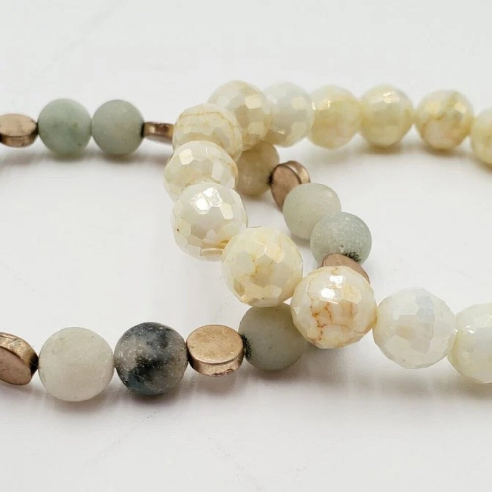 Natural Agate Stone Beaded Stretch Bracelet